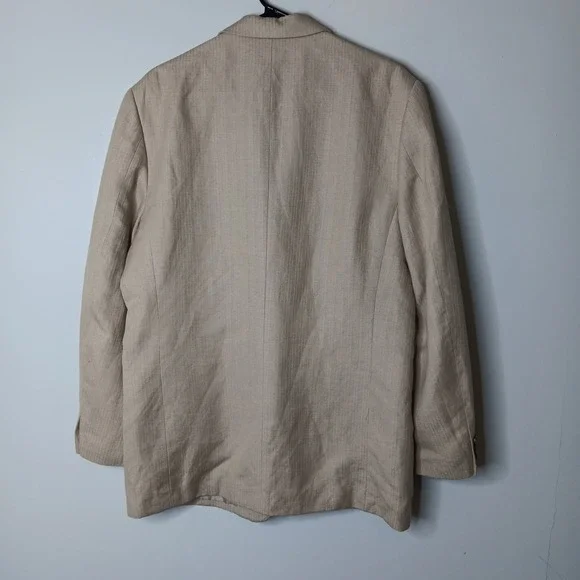 Claiborne Sport Coat Blazer 42R Tan Linen Single Breasted Jacket Old Money Yacht - Picture 9 of 10